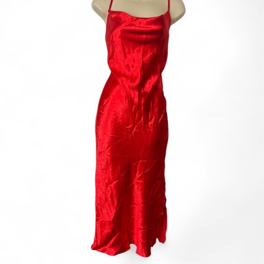 NWT Red midi dress with spaghetti straps and side slit